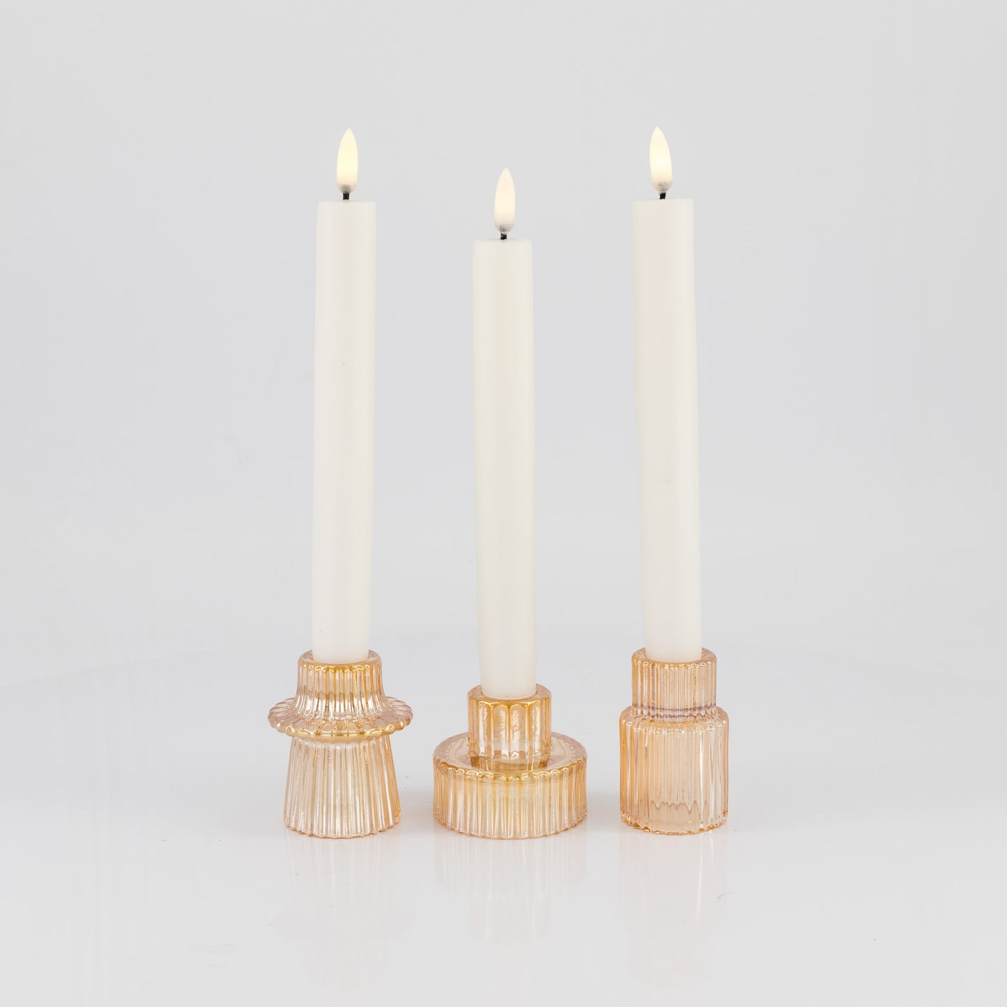 Glass Ribbed Candle Holders