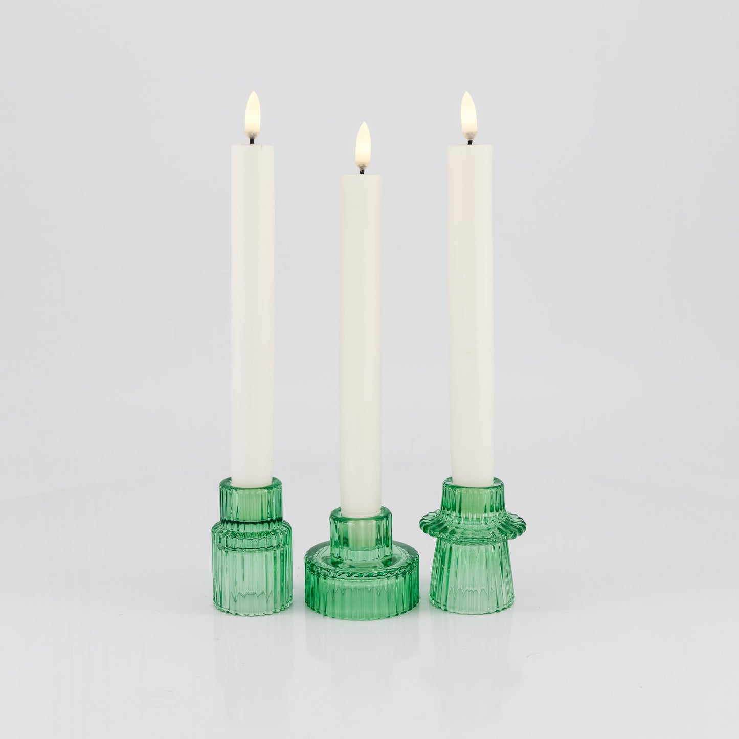 Glass Ribbed Candle Holders