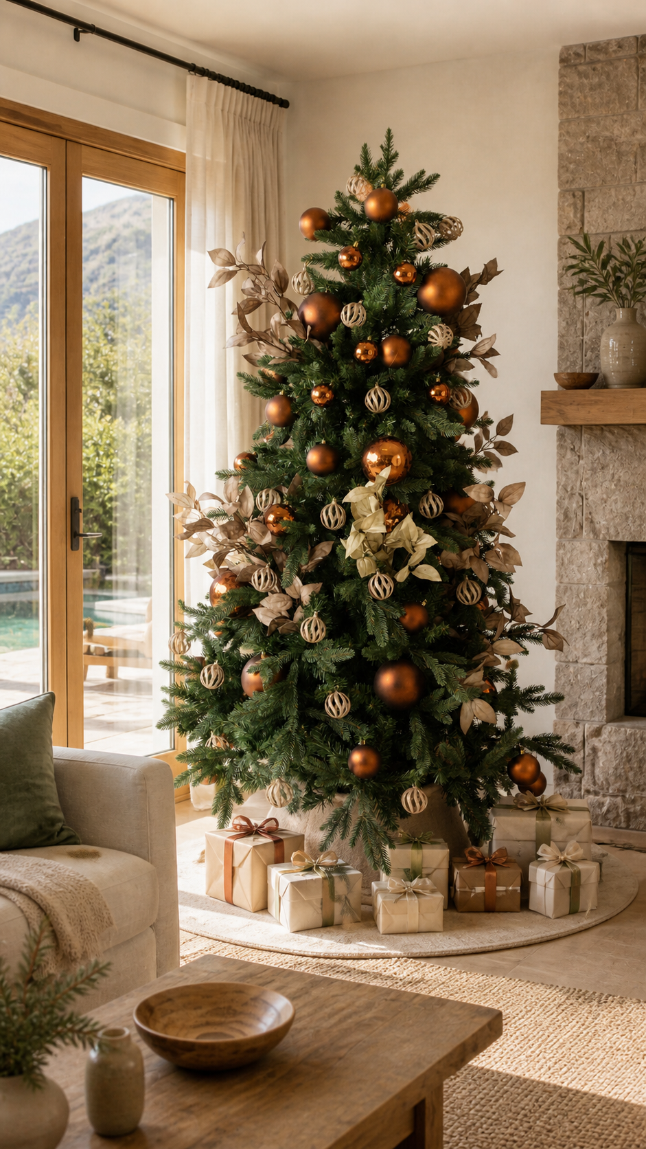Copper Baubles Hire Tree