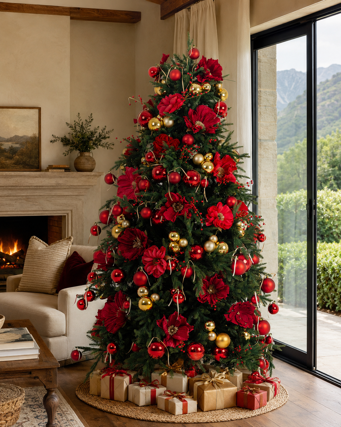 Custom Christmas tree hire style inspiration with florals birds and handmade decorations