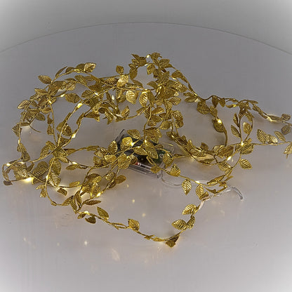 Fairy Lights - Gold Fabric Leaf Light String