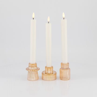 Glass Ribbed Candle Holders