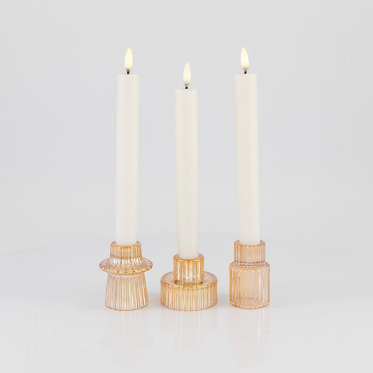 Glass Ribbed Candle Holders